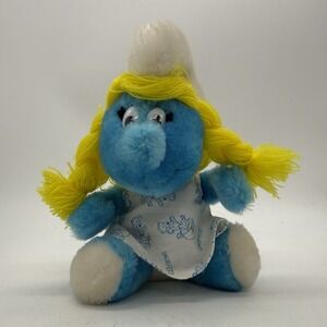 Smurfette Stuffed Animal Plush w Dress Peyo 1981 Wallace Berrie Vintage Toys